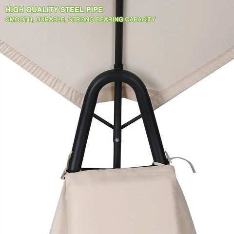 Frame of Outdoor Hammock Rocking Chaise Lounge Chair With Stand And Canopy Cozy Soft Cushion and Removable Headrest Recliner Swing