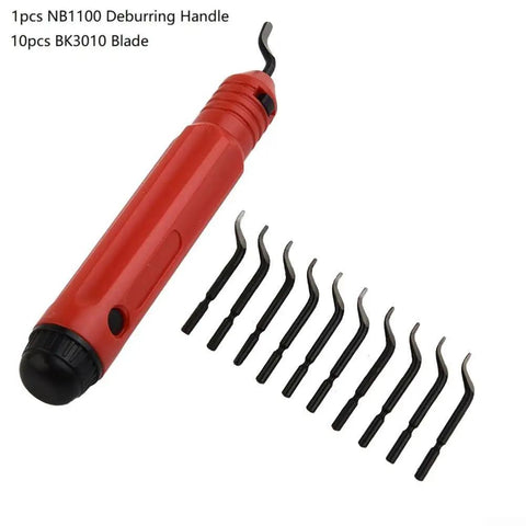 Pro Grade Deburring Hand Tool For Pipes And Sheet Metal With Wear Resistant HSS Blade And Comfortable Grip Includes 10 Replacement Blades