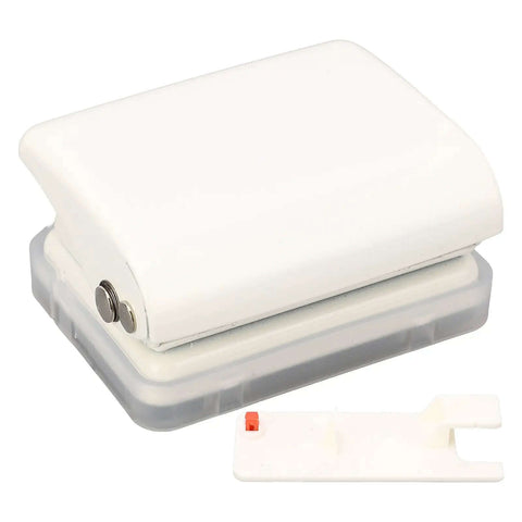 3 Hole Puncher Handheld For Loose Leaf Paper A7 A4 5 Sheets 70g Capacity with locating columns and scales, white metal tool