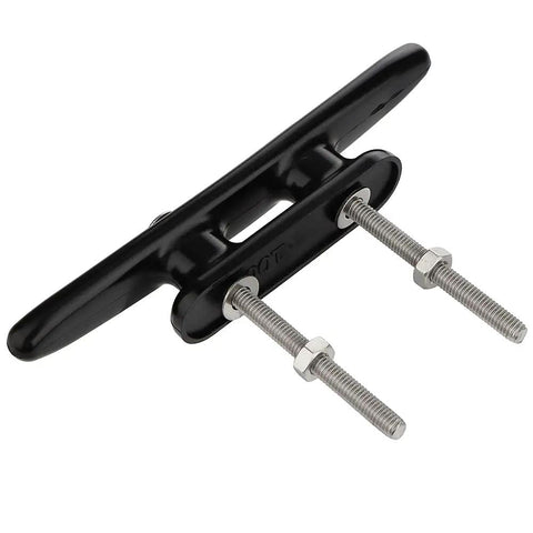 Heavy Duty 4 Inch Black Nylon Marine Dock Cleats 4 Pack With Premium Stainless Steel Screws for secure boat mooring.