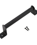 Black Heavy Duty Carbon Steel Pull Handle For Sliding Barn Doors And Cabinet Doors With Vintage Style Hardware installed view
