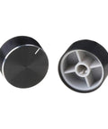 Two Pieces 25x13mm D Rotary Potentiometer Knobs, Metal Black Finish, 6mm Shank Hole, Potentiometer Dial Control For Electronics Projects