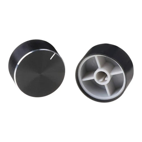 Two Pieces 25x13mm D Rotary Potentiometer Knobs, Metal Black Finish, 6mm Shank Hole, Potentiometer Dial Control For Electronics Projects