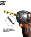 Impact driver with 14-Piece Titanium Drill Bit Set With Impact Rating, 1/4 Inch Hex Shank, Cuts Metal Plastic And Wood, 11 Sizes