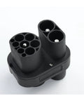 Heavy Duty CCS2 To CCS1 EV Charger Adapter for quick charge, black durable plastic design with dual connectors.