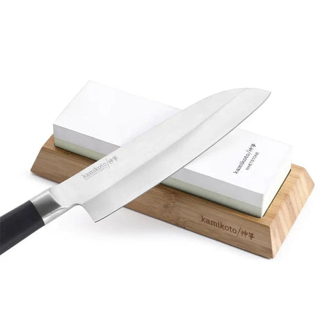 Toishi Sharpening Whetstone With 1000 And 3000 Grit For Knife Edge Maintenance Ideal For Home Cooks And Pro Grade Chefs Features Bamboo Stand