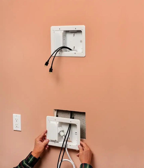 Installation of Low Profile TV Bridge Kit For Shallow Walls 8x5 Box Fits 1/2 Inch Or 5/8 Inch Drywall White 1 Pack