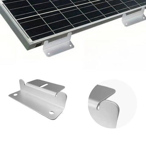 Close-up of Lightweight Anodized Aluminum Clamp for Rig Ready Solar Panel Mounting Z Brackets Pack Of 16.