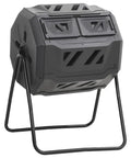 Dual Chamber Compost Bin 42.3 Gal With 360 Degree Spin, Rotating Tumbler For Fast Garden And Kitchen Waste Decomposition, Black Outdoor