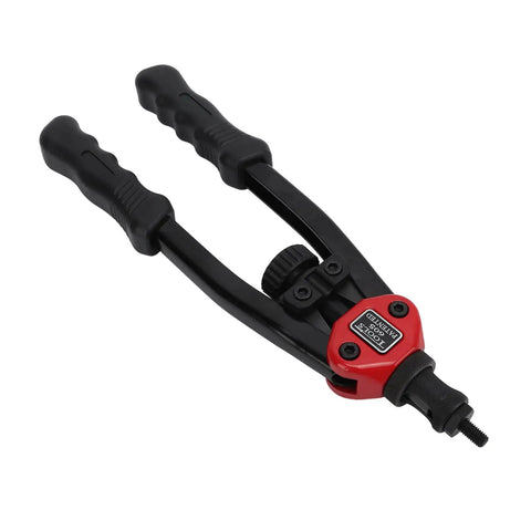 Rock Solid 13 Inch Rivet Nut Tool Set With M10 Screws And Nuts Plus Wrench, Complete Rivnut Kit For Your Garage And Auto Repairs With 60 Accessories, red-handled manual rivet tool