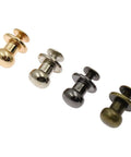 Top Shelf Chicago Screws And Leather Rivets For Badass DIY Projects 60 Piece Set 8Mm Multi Color Pack of gold, silver, bronze, and black fasteners.