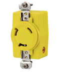 Locking Single Receptacle With Abuse Resistant Face, 30A 28 VDC, Yellow, Weatherproof Plate Ready