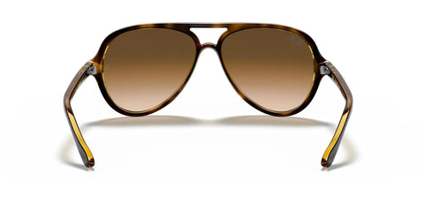 Front view of RB4125 Cats 5000 Aviator Sunglasses Unisex Medium Fit 131mm Hinge To Hinge Light Havana Frames With Clear Gradient Brown Lenses