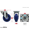 4 Inch Swivel Caster With Elastic Blue Rubber Wheel Built Tough Non Marking Quiet Wheels 265 Lb Load Capacity Per Caster