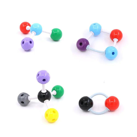 Colorful atom models from 122 Piece Molecular Model Kit For Organic And Inorganic Chemistry, Hands On Learning For Students And Teachers