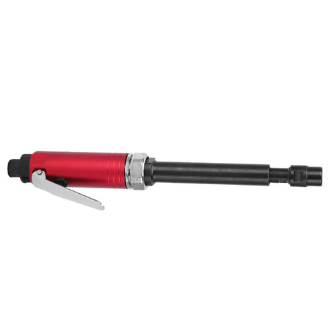 Extended Pneumatic Die Grinder Reaches Deep Into Tight Squeezes Smooth Operating Grinding Tool showing a red and black air die grinder with a long reach.