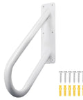18 Inch Tough As Nails Metal Outdoor Handrail U Shaped White Powder Coated Wall Mount Stair Railing with bracket and screws.