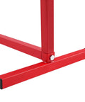 Close-up of Four Piece 52 By 19 Inch Red Industrial Shelf Brackets For Beefy Heavy Duty Storage And Organization corner connection.