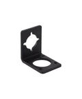Geared Nema 11 Stepper Motor Mounting Bracket Made From Alloy Steel With Extra Four Mounting Holes ST M3 Beefed Up For Industrial Precision And Easy Mounting In CNC Robotics And Motion Control Projects, black alloy steel L-bracket with four M3 holes