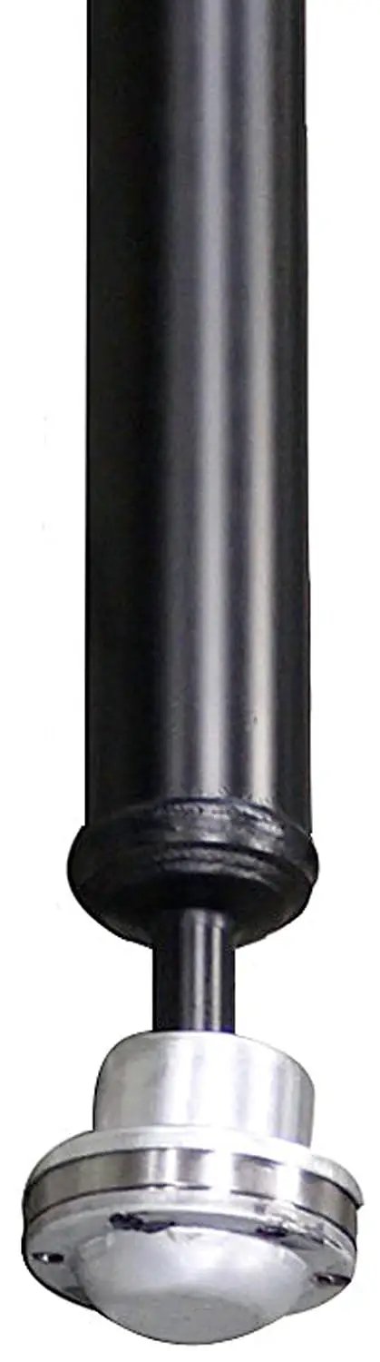 Fresh Rear 2PC Driveshaft Assembly With Center Support Bearing And CV Joints, displaying black metal construction and shiny end joint.
