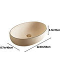 Retro Oval Ceramic Vessel Sink for Bathroom Vanity, 22.8x15.7x5.1 inches, high-density ceramic design.