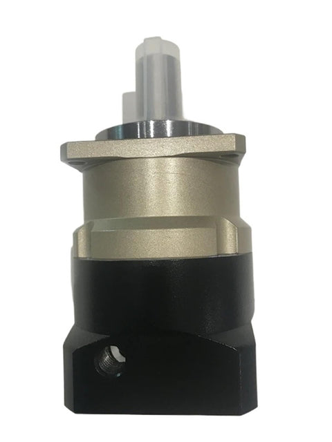 Rugged And Ready Helical Planetary Gearbox Reducer, 1 Stage 3:1 To 10:1 Ratio For 60mm 200W AC Servo Motor, Smooth As Butter 11mm Input Shaft, Heavy Duty Speed Reduction, front view.