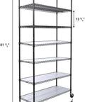 Heavy Duty Seven Tier Wire Shelving Rack Delivering A Ridiculous 2450 Pound Weight Capacity And Rock Solid Metal Construction For Garage Storage Setup dimensions 81.5 x 48 x 18 inches with wheels.