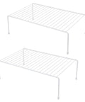 Set Of 2 Large White Cabinet Storage Shelf Racks For Kitchen Pantry Refrigerator And Bathroom Cupboard Hella Spacious Declutter Organizer To Keep Counters Straight Up Neat, featuring metal shelves.
