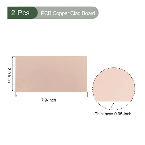 Two Pack FR4 Double Sided PCB Copper Clad Boards For DIY Electronics Etching And Circuit Projects 200mm By 100mm dimension chart