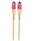 Front view of 2 Pack Faux Bamboo Tiki Torches Outdoor Decor For Backyard Handmade Bamboo Torch Lights displayed upright