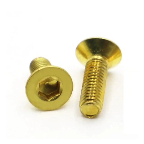 Brass Dlat Hex Socket Countersunk Head Bolts Set M3 To M8, 30mm Length, 2-5 Pieces, Metric Threads 0.5 0.7 0.8 1.0 1.25, Great For Woodworking, Metalworking And DIY Projects. Brass countersunk hex socket bolts, M3-M8, 30mm