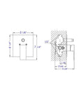 HomeStock Black Matte Shower Faucet System with Pressure Balance Valve dimensions schematic showing front and side views.
