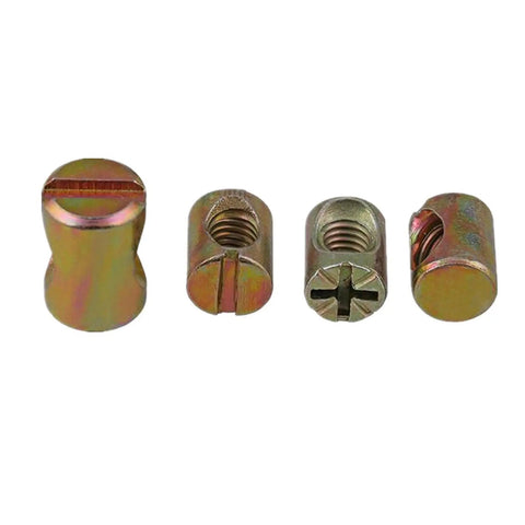 Barrel Nuts Set For Furniture Building, Slotted Barrel Cross Dowel Nuts M5 M6 M8, Zinc Plated, Heavy Duty And Rock Solid