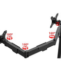 Dual Monitor Arm Mount With Smooth As Butter Articulation Full Extension Swivel Tilt Rotation Height Adjustable Heavy Duty Steel Desk Stand Ergonomic Desktop Setup For 17 To 32 Inch Screens Built Like A Tank showing 180-degree swivel joints.