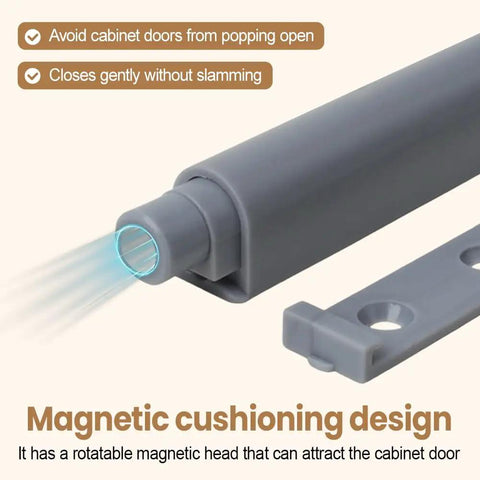 Magnetic Push Door Catches Set 10 Pack With Adjustable Head For Cabinets And Drawers, showing ABS construction and cushioning design