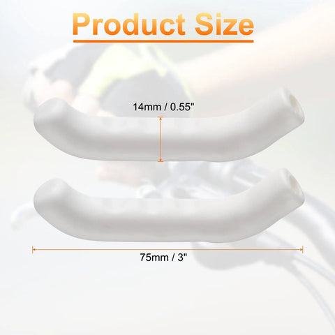 1 Pair Silicone Brake Lever Covers For Mountain And Road Bikes Grippy Anti Slip Protector Waterproof Lightweight Handlebar Sleeve Durable Levers Protection White showing size dimensions