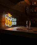 Cold Beer Neon Sign For Pub And Home Bar 12V LED Neon With Flexible PET Backboard Durable Light decor on wooden wall