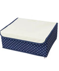 Waterproof Foldable Oxford Cloth Drawer Organizer With Sturdy Grid Dividers For Socks Underwear And Scarves in navy with cream lid.