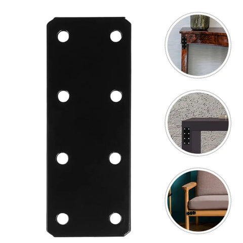 12 Piece Thickened Flat Iron Brackets Black Heavy Duty Corner Braces for wood frame repair and furniture assembly close-up
