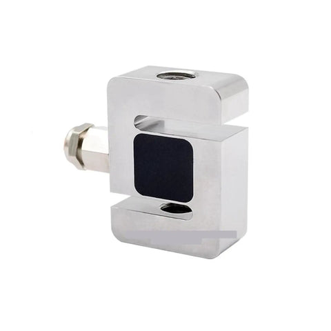 S Type Load Cell Sensor 0 To 2 Kg For Tension And Pressure Measurement Heavy Duty Industrial Lab Weighing Scale Component For DIY Projects Delivers Precise Readouts And Reliable Performance. silver metal S-type load cell with threaded mounts