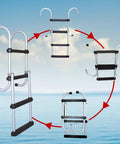 4 Step Aluminum Boat Ladder With Removable Folding Design, Beefy Heavy Duty Marine Stepladder, Durable Aluminum Build Handles Up To 500 Lbs, Easy Storage For Boats, Yachts, Pontoon, Ships, And Fresh Or Salt Water Use, foldable view