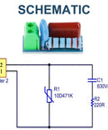 Schematic and components of Five Pack Relay Snubber Module For AC Or DC 5 To 400 Volt Inductive Load Contact Protection