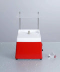 Diamond Glass Grinding Machine With Auto Cooling And Baffle, red bench grinder for precise trimming and polishing, with water feature.