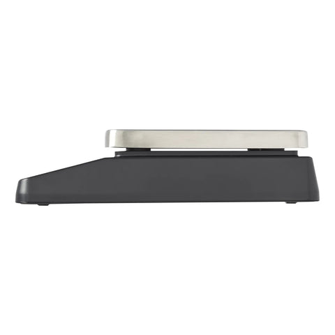 Side view of 11 Pound Pro-Grade Commercial Digital Portion Control Scale With 0.1 Oz Increments, Tare And Hold Functions, Stainless Steel Platform, NSF Certified Kitchen Scale For Precise Portions In Busy Food Prep Environments.