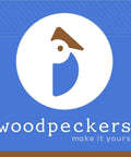 Logo of Woodpeckers featuring a stylized bird design in blue and white with the text 'make it yours'.