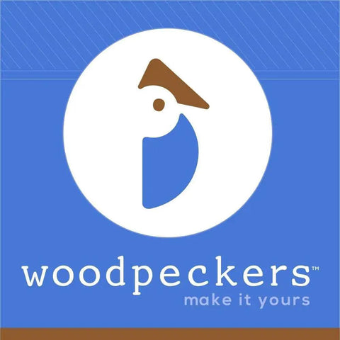 Logo of Woodpeckers featuring a stylized bird design in blue and white with the text 'make it yours'.