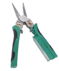 Pro Hardened Wire Strippers And Voltage Tester Electrical Pliers With Razor Blades For Fast Cable Trimming and Secure Crimping Up To 4 Millimeter Wires, featuring durable steel and ergonomic grips.