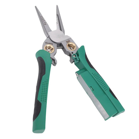 Pro Hardened Wire Strippers And Voltage Tester Electrical Pliers With Razor Blades For Fast Cable Trimming and Secure Crimping Up To 4 Millimeter Wires, featuring durable steel and ergonomic grips.