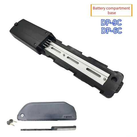 Upgrade Your Super 73 Ride With This Rock Solid Battery Mount Base Featuring A Secure 4 Connector System For Perfect Fit And Seamless Power Connection On DP9C Or DP6C Electric Bikes Made From Tough Metal To Hold Strong. battery mount base for DP-9C DP-6C, black metal and ABS