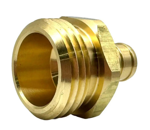 Brass Garden Hose Adapter Fitting 1/2 Inch PEX Barb To 3/4 Inch GHT Male Connector Heavy Duty High Pressure Rust And Corrosion Resistant Lead Free For Leak Free Outdoor Water Connections brass adapter fitting